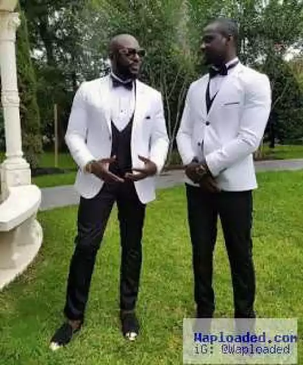 Photos: Jim Iyke & Chris Attoh Looking Dapper In Suit On A Movie Set In Texas